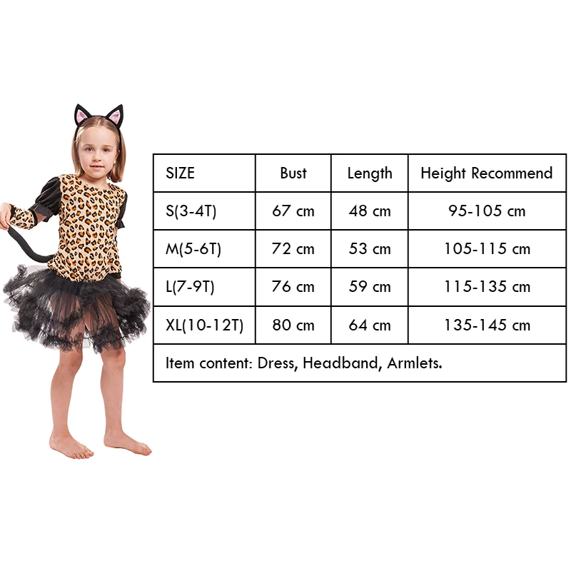 Snailify костюм для хеллоуина; Детский костюм для костюмированной вечеринки с изображением животных, тигра, леопарда, пчелы, Единорога; платье-пачка; Рождественский костюм для девочек; карнавальный костюм - Цвет: Leopard-B