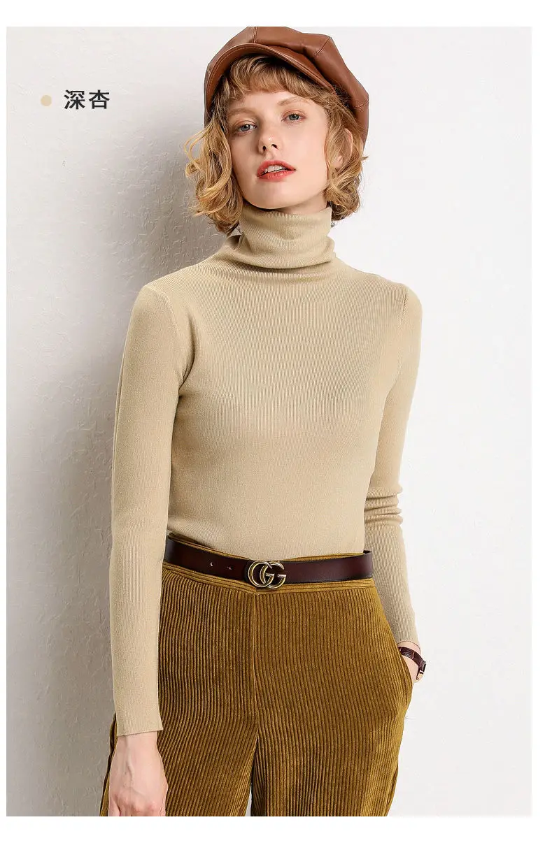 Водолазка пуловер женский с длинным рукавом джемпер шерсть короткий свитер осень зима пуловер женский