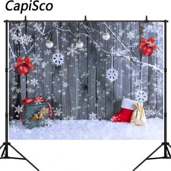 

Capisco Wood Snowflake Christmas Photography Backdrop for Xmas Party Decoration Baby Children Portraits Photo Studio Background