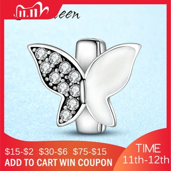 

Hot sale Delicate butterfly 925 Sterling Silver Clips Beads for Jewelry making Fit Original reflection Bracelet Clip Charm