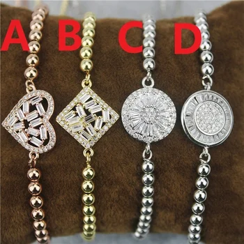

adjustable 10pcs/lot Delicate cz bracelet,copper beads chain charm,fashion hot sell zircon wholesale