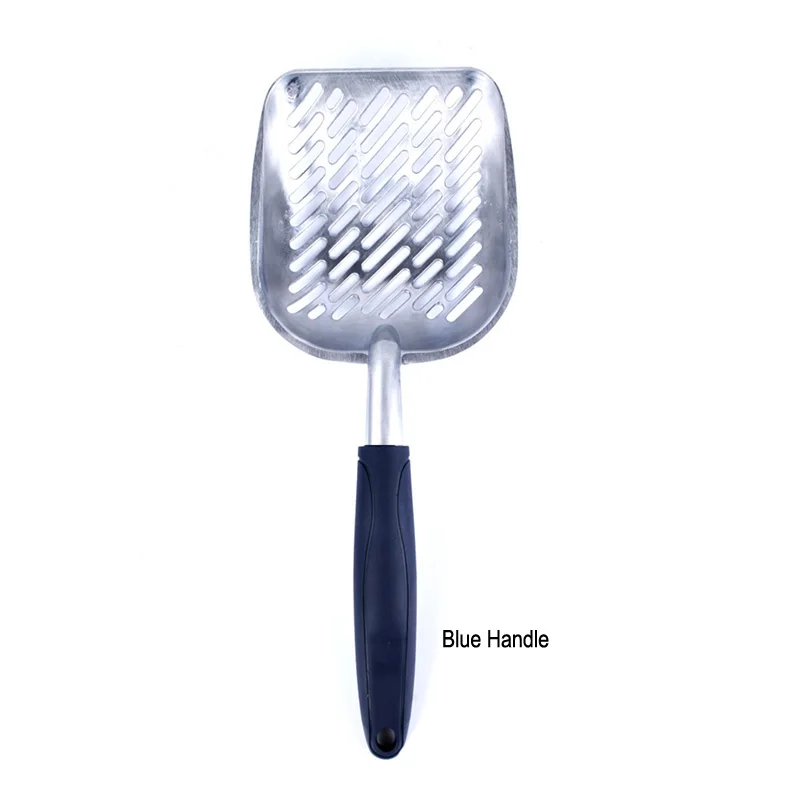 Blue Handle Совок для кошачьего туалета из алюминиевого сплава, сито для кошачьего туалета, короб для кошачьего туалета, писсуар для кошачьего туалета, сито для глубокой лопаты с ручкой C26 - Цвет: Blue Handle