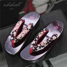 Summer Women Slipper Japanese Geisha Wooden Geta Anime Cosplay Sandals Women Flip Flops Clogs Shoes Plus Size 41 42