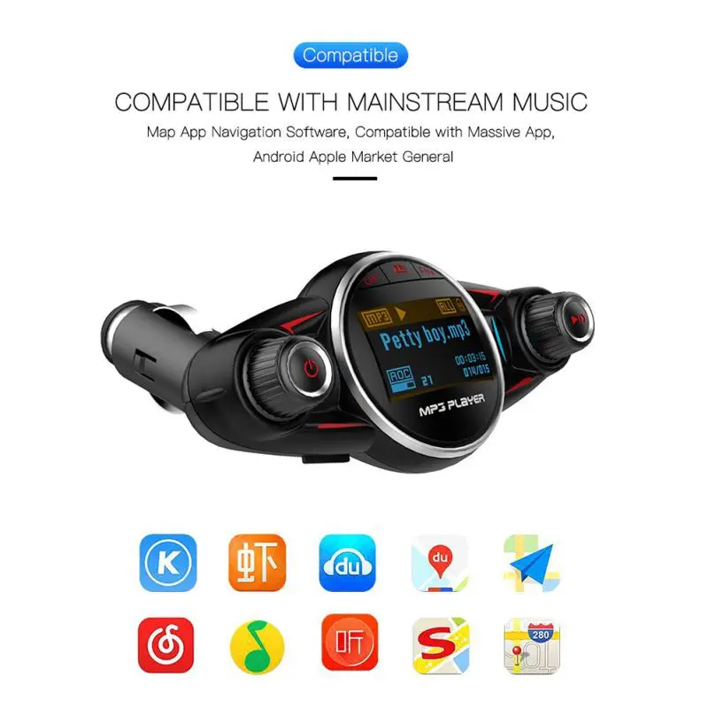 1,3 дюймовый ЖК-экран 2.1A двойное USB зарядное устройство беспроводной Bluetooth fm-передатчик автомобильный комплект mp3-плеер
