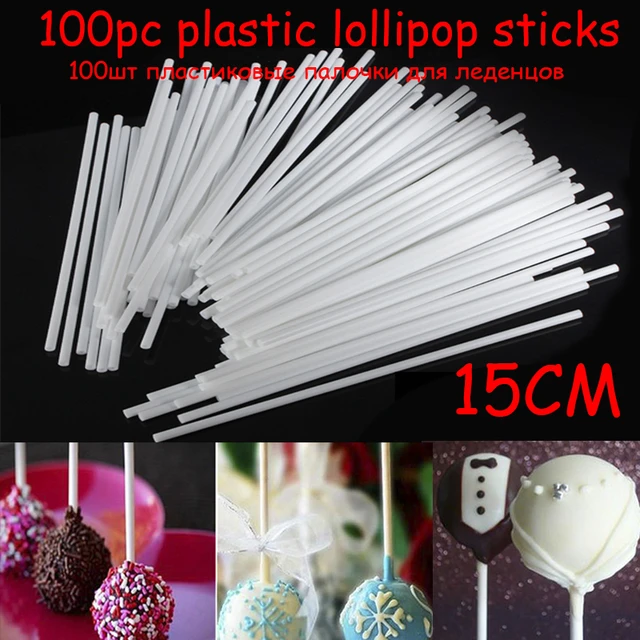 100Pcs Solid plastic Sucker Sticks For Lollipop Cake Candy Cookies Baking