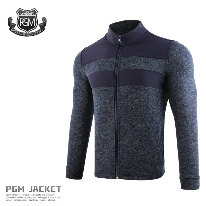 navy blue PGM одежда для гольфа осенняя и зимняя мужская куртка с длинным рукавом теплая трикотажная одежда - Цвет: navy blue