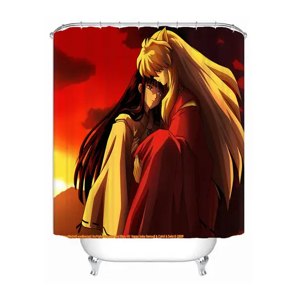 Shower Curtain Пользовательские Ретро аниме Inuyasha душ Ванная комната Шторы Mildewproof Водонепроницаемый полиэстер различные размеры#0421-21-55 - Цвет: Shower Curtain