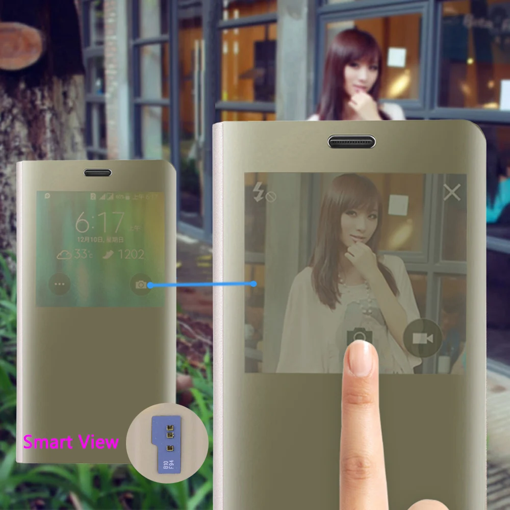 Откидной зеркальный чехол для телефона Samsung Galaxy Note 4 Note4 Galaxz SM N910 N910F N910C N9100 смарт