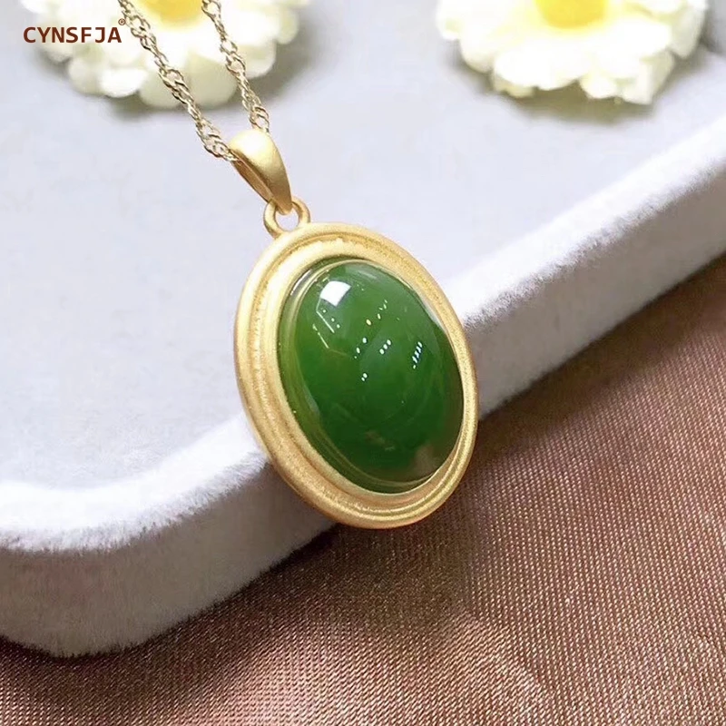 CYNSFJA Реал Certified(Hetian) нефрита Jade Jasper 925 пробы серебряные ювелирные изделия амулеты и Нефритовой подвеской, высокое качество лучшие подарки
