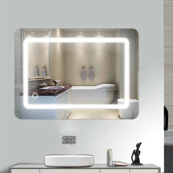 

Home Hotel Fast Ship 70*50cm LED Anti-fog Makeup Mirror 4mm Touch 9W Bulb 1M Long Power Cord Aluminum Bathroom Mirror