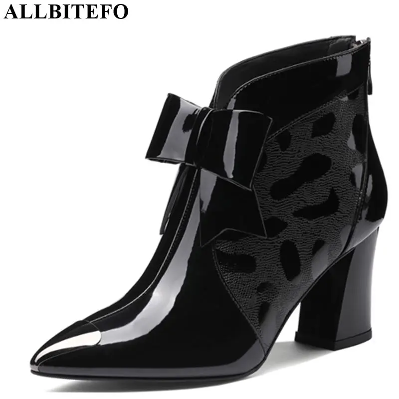ALLBITEFO natural genuine leather women boots Butterfly-knot autumn winter ankle boots comfortable fashion boots mixed colors