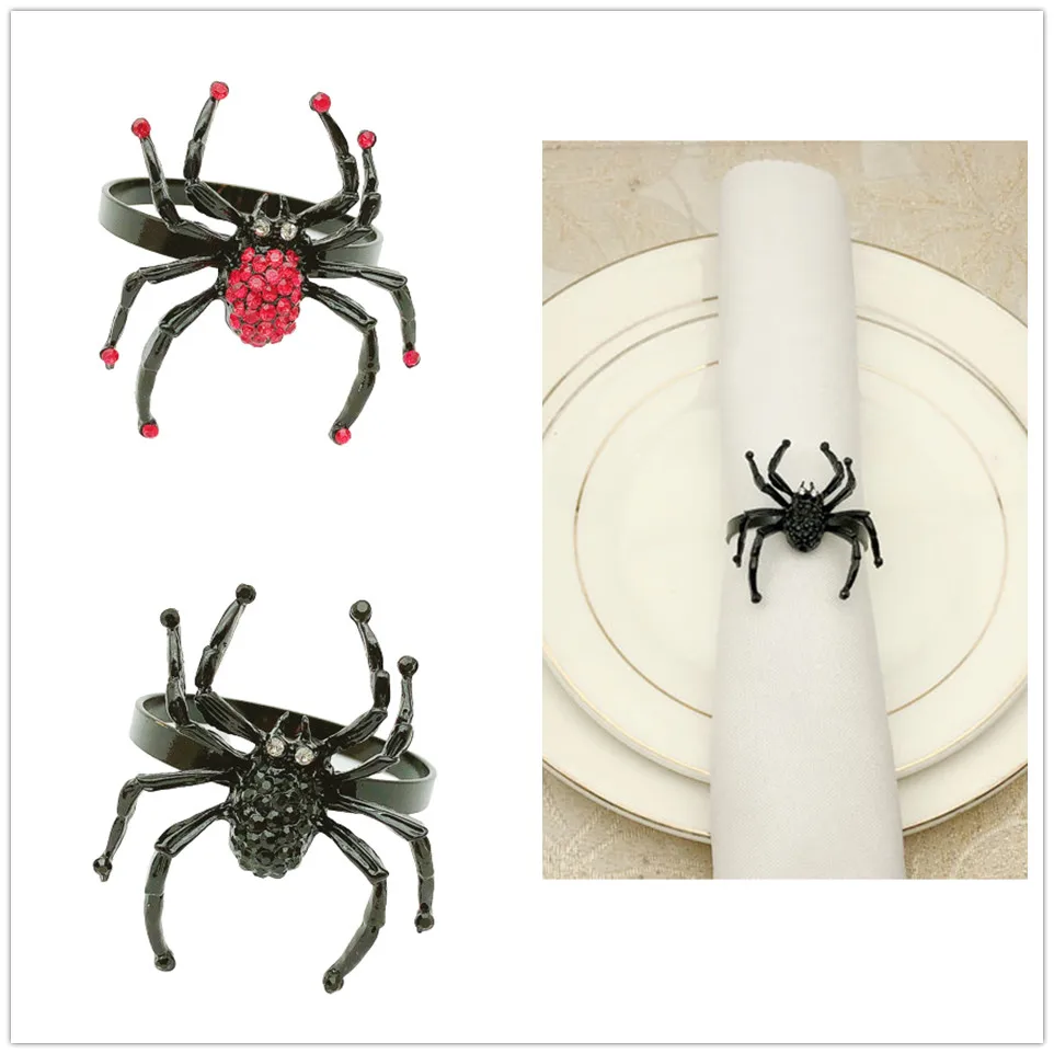 Black Spider Shape Napkin Ring Metal Holder Halloween Decoration Party Decor Holiday Supplies | Дом и сад