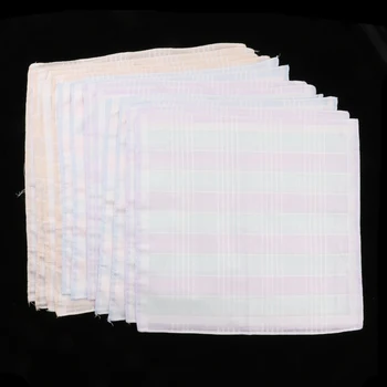

12pcs/set 100% Cotton Square Plaid Handkerchief Hanky Wedding Party Dinner Hankie Sweat Absorb for Men Women Girls Kids Seniors