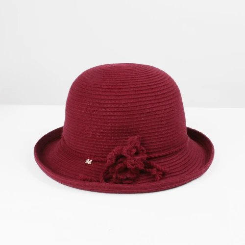 Winered H753 женская шляпа Fedoras, Осень-зима, высокое качество, модная шерстяная шапка для женщин, простая, с коротким козырьком, в британском ретро стиле, для церковных покупок - Цвет: Winered