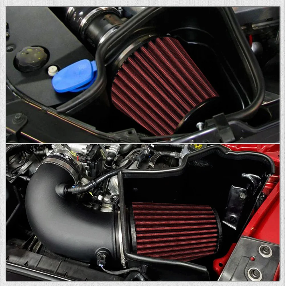 Hals 4" 100mm Universal Auto High Flow Kaltlufteinlass Luftfilter Power Intake Lufteinlass System Pilzkopf Luftreiniger Rot – Detail 18