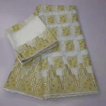 

2019 Latest Soft Lace Fabric 100% Cotton Embroidery High Quality African French Cotton Laces Fabrics 5+2Yards C20102-12