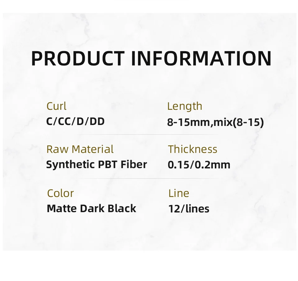 Description Picture 6 of itemAGUUD Ellipse Flat Lashes Extensions Double Split Tip 0.15 0.20 B C CC D DD Super Dark Black Flat Eyelash Extension Makeup Cilia