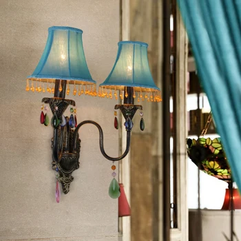 

retro light luxury retro wall lamp bedside lamp background wall modeling living room long staircase villa decoration
