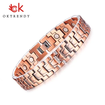 

Oktrendy Healthy Magnetic Power Bracelets Pure Red Copper Arthritis Pain Relief Strap Bracelet Pulsera Masculina