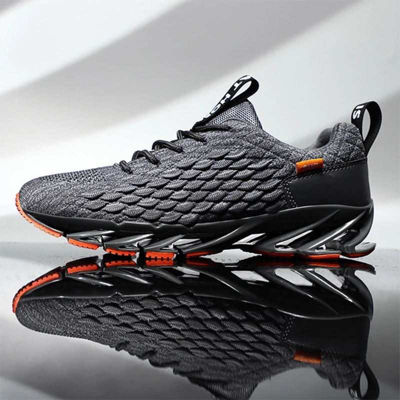 

Men's Sneakers Design Blade Fish-scale Pattern Chunky Sneakers Men Damping Rebound Running tenis masculino Sports Shose Big size