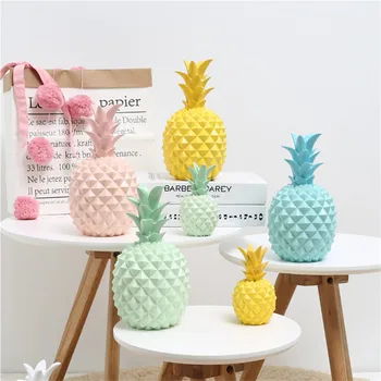 

Resin Pineapple Miniature Figurines Creative Decoration Simulation Fruit Shaped Piggy Bank Desk Coin Dispenser Craft Child Gifts