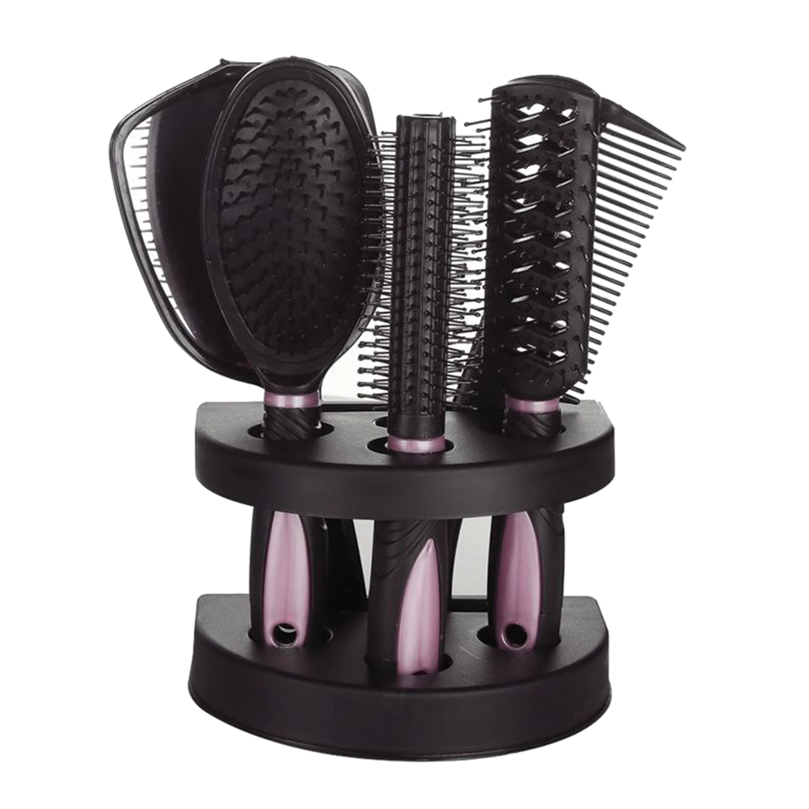 Simple Mixed 5 Piece Comb Set with mirror with Stand For Household