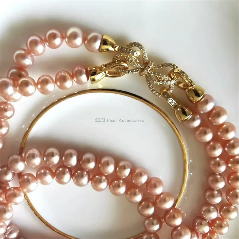 

DIY pearl jewelry accessories necklace bracelet sweater chain detachable butterfly double breasted copper plating 18K