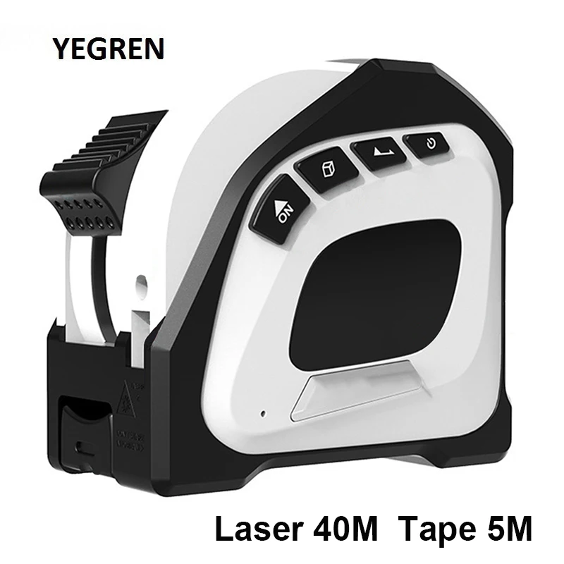 40M Infrared Laser Rangefinder Distance Measuring Tape Rechargeable USB Laser Ruler for Area Volume Pythagorean Measurement