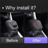 For Toyota RAV4 XA50 2019 2020 2021 2022 2023 2024 Genuine Leather Hand Sewing Gear AT Car Shift Lever Knob Handle Cover Case 2