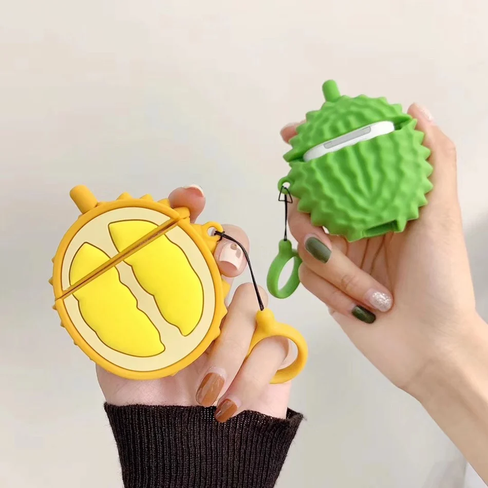 3D беспроводной Bluetooth Durian наушники чехол для Apple Airpods 2 Брелок силиконовый Air Pods