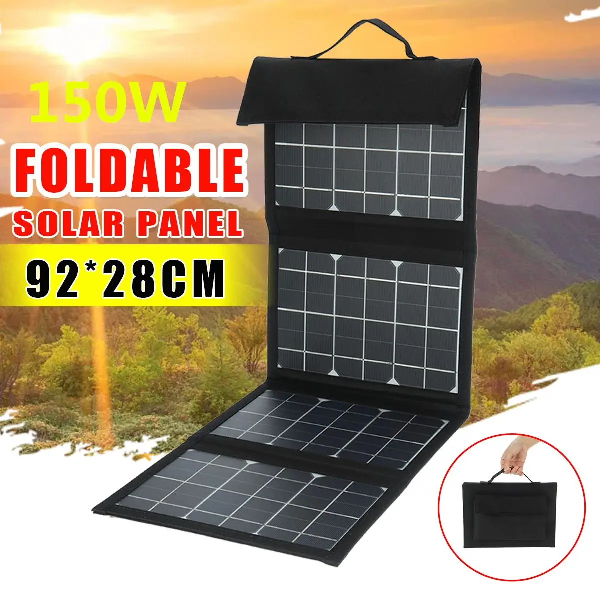 150W Portable Foldable Sunpower Solar Panel Dual USB Charger Outdoor Cells Plate Power Bank Energy 920x280mm | Обустройство дома