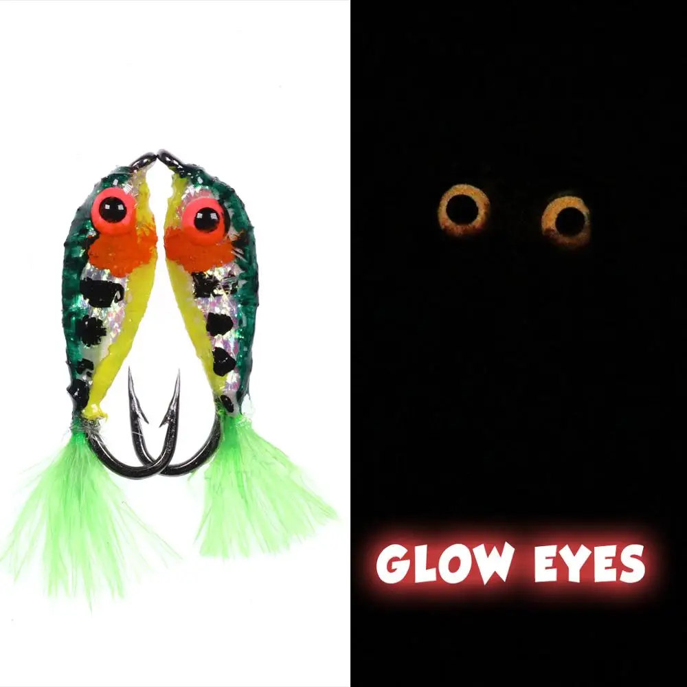 Wifreo 2 шт.#10 мини Гольян Fly 3D светящиеся глаза гольян приманка имитация рыбы стримеры Пресноводная форель мухи для ловли нахлыстом