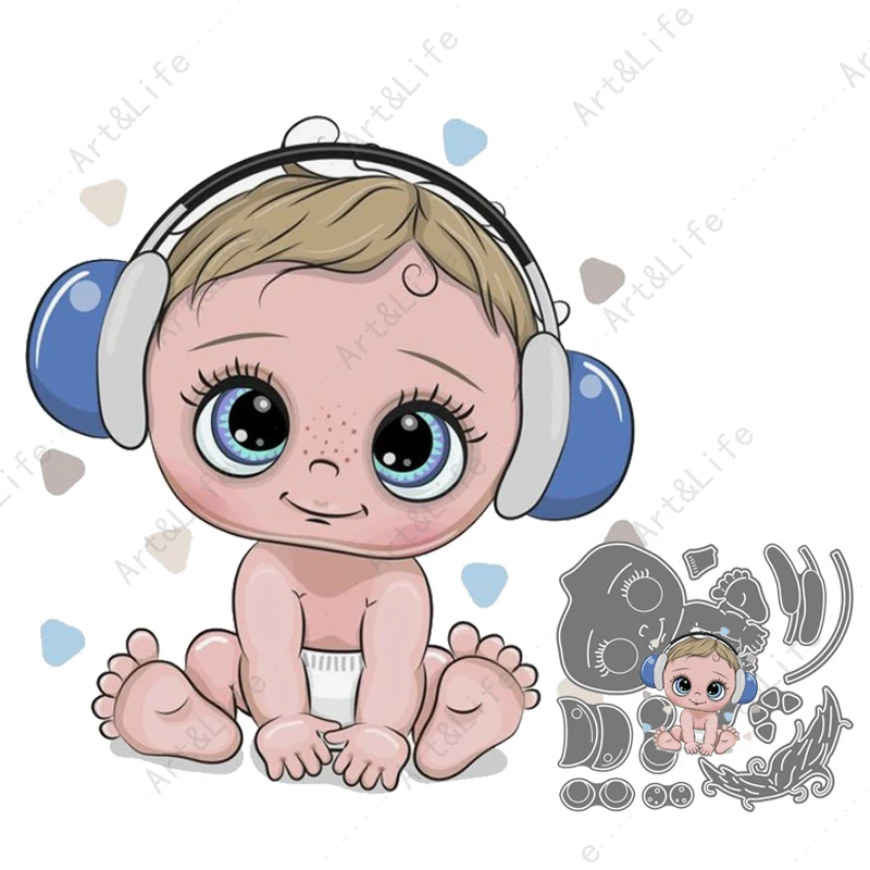 

2022 New Metal Cutting Dies Super Cute Baby Music Boy Crafts Stencils for Scrapbooking Album DIY Paper Cards Cut Mould Embossing