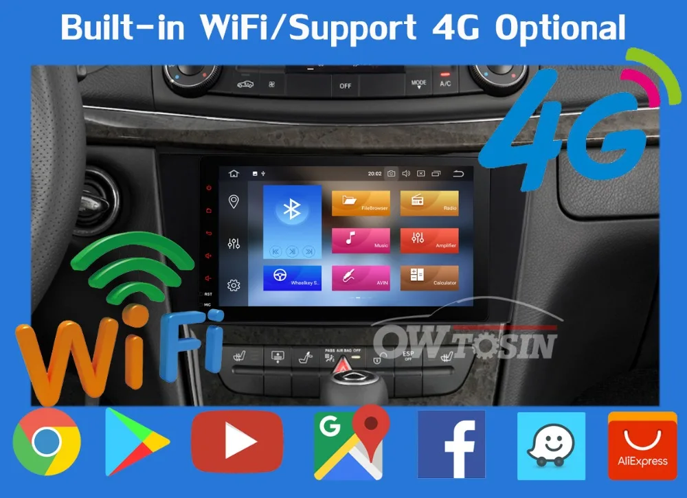 Cheap 8"Android 9.0 4G RAM+64G ROM Car Multimedia Player GPS Radio For Mercedes Benz W211 W463 W219 W209 E G CLK CLS Class E200 E220 17