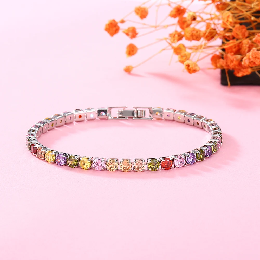 

Beauty Luxury Cubic Zirconia Tennis Bracelets Iced Out Chain Crystal Wedding Bracelet For Women Men Gold Silver Bracelet Jewelry