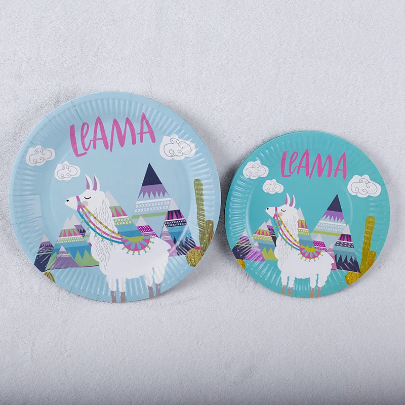 plates 9inch b 10pcs Новые лама принадлежности для тематической вечеринки для детей день рождения вечерние принадлежности скатерти чашки вилки салфетки - Цвет: plates 9inch b 10pcs
