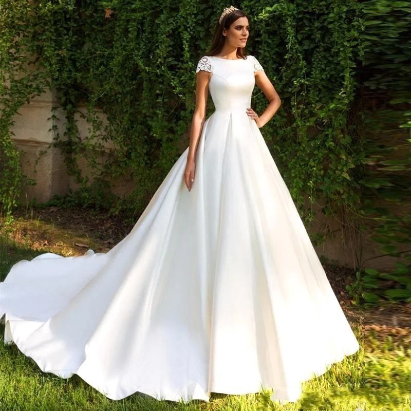 Elegant White Satin Wedding Dress ...