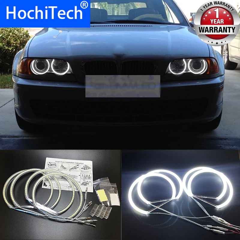 HochiTech for BMW E36 E38 E39 E46 projector Ultra bright SMD white LED angel eyes 2600LM 12V halo ring kit daytime light 131mmx4 |