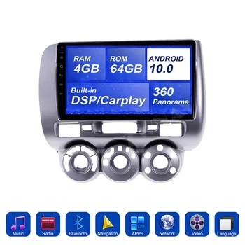 

360 Camera 4G+64GB 9 Inch Android 10.0 Car Multimedia player For Honda fit 2006 2007 2008 radio audio stereo GPS navi head unit
