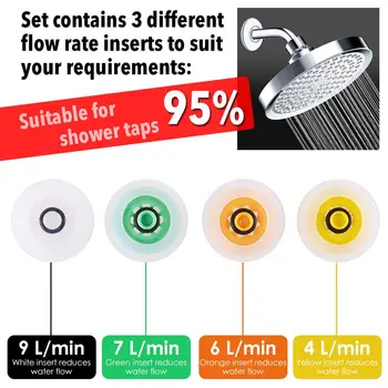 

4PCS Shower Head Flow Control Valve Set Water Saver Device Flow Reducer Limiter 4/6 /7/9 Lmin Flow Suitable For 95% Shower Taps