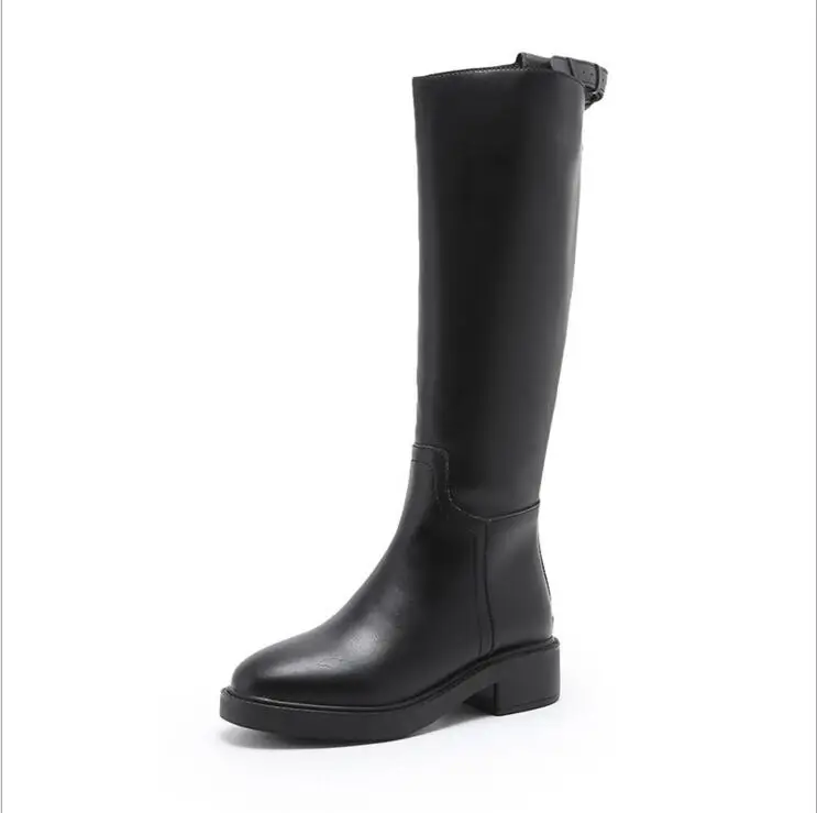Black plus velvet Модные сапоги до колена; высокие сапоги на толстой подошве; высокие сапоги; сезон осень-зима; Новая женская обувь; цвет черный, белый; CC25 - Цвет: Black plus velvet