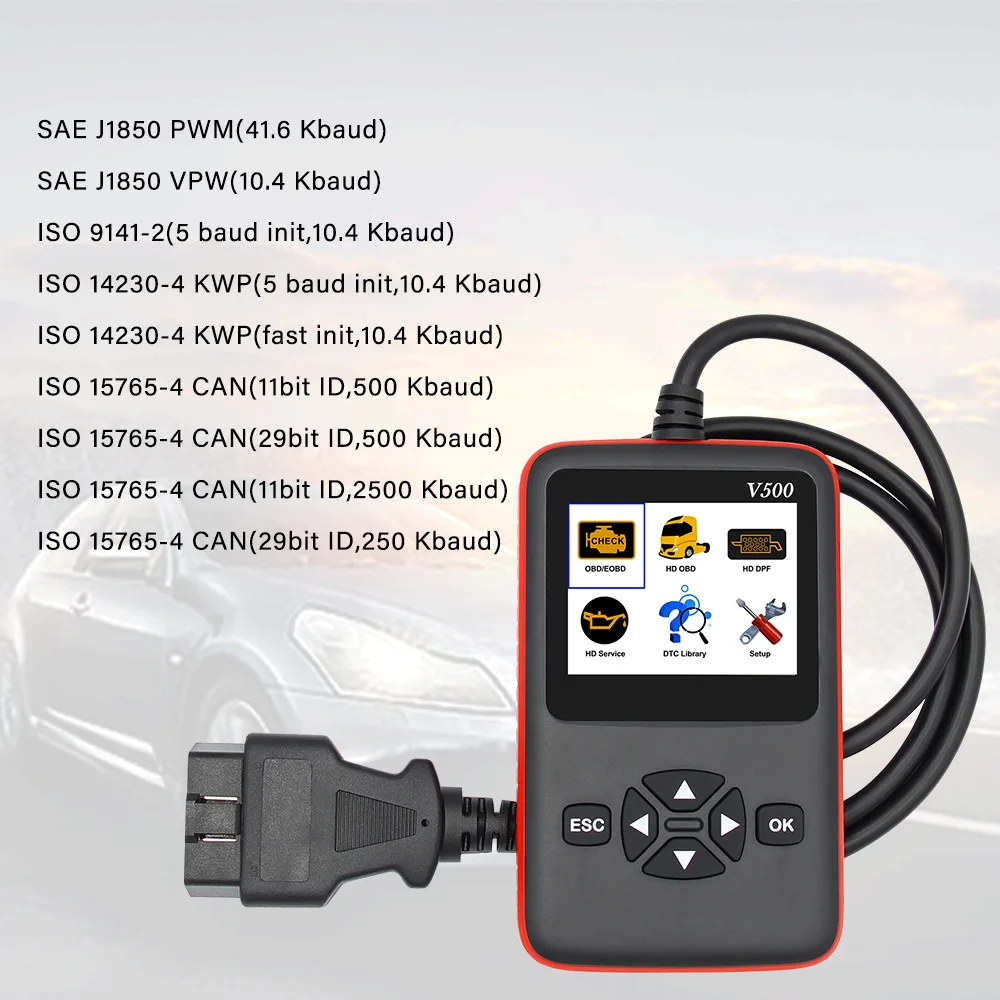 OBD OBD2 сканер для автомобиля и грузовика 2в1 Авто диагностический инструмент V500 CR-HD сверхмощный грузовик и автомобиль код считыватель PK ELM327 1,5 NL102