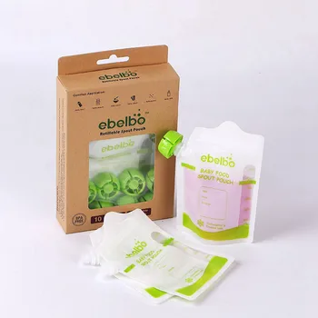 

Baby Food Pouches Feeding Supplies Bag Double Zippers Reusable Food Boxes 10 Pcs Mar#19