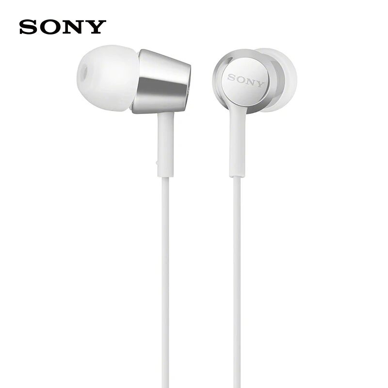 Оригинальные наушники sony MDR-EX155AP 3,5 мм в ухо стерео Универсальный сабвуфер управления с микрофоном для телефона xiaomi sony - Цвет: White