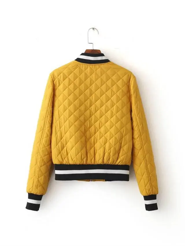 

2017 Autumn New Style Europe And America-Style Contrast Color Three Ribbed Pattern Small Quilted Baseball Small Cotton Coat Cott