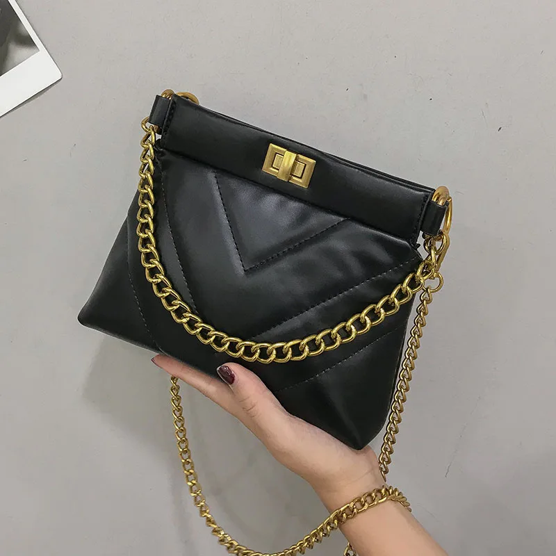 

Solid Color Pu Leather Crossbody Bags For Women 2019 Chain Lock Shoulder Messenger Bag Lady Luxury Travel Handbags Hand Bag