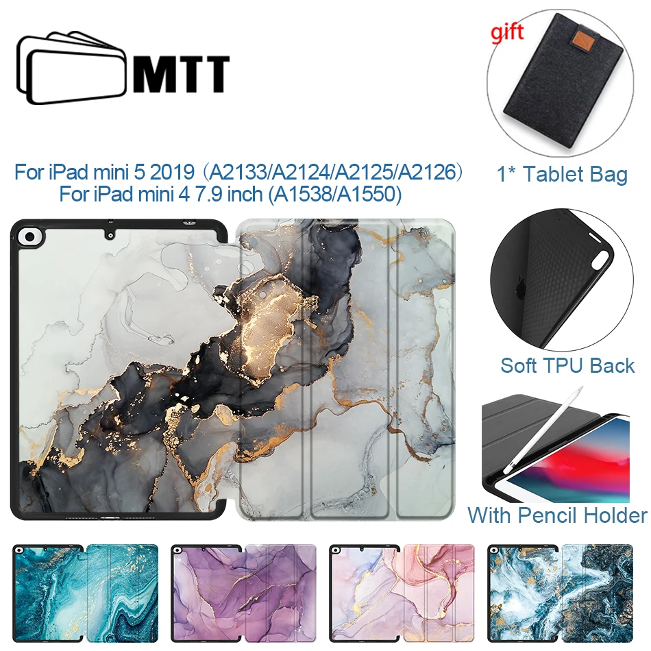 Мраморный чехол MTT для iPad Mini 5 2019 4 7 9 дюйма мягкий чехол-книжка из ТПУ и