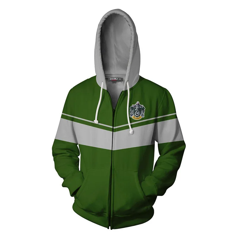 Новейший мужской и женский костюм на молнии Slytherin Ravenclaw, 3D повседневные толстовки, свитшоты, пуловеры, спортивные повседневные куртки на молнии