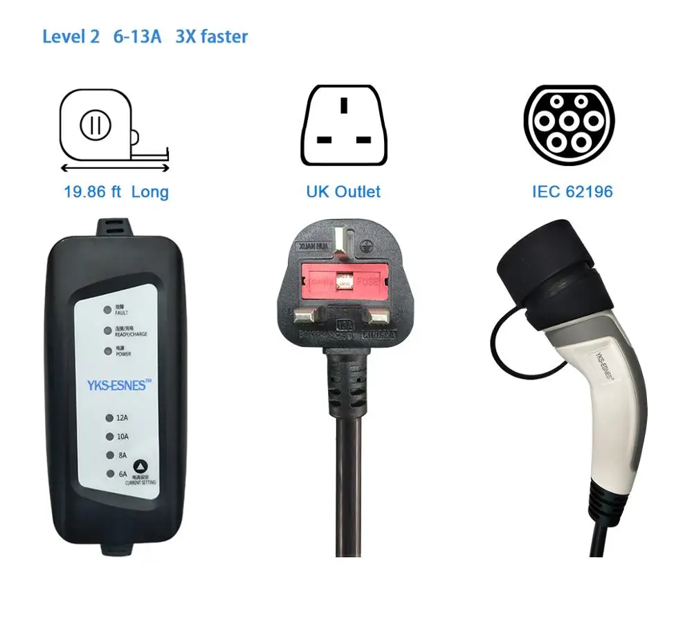 Портативное зарядное устройство EVSE IEC62196 13A UK 3 разъема 5 м Type2|ЗУ и оборудование для