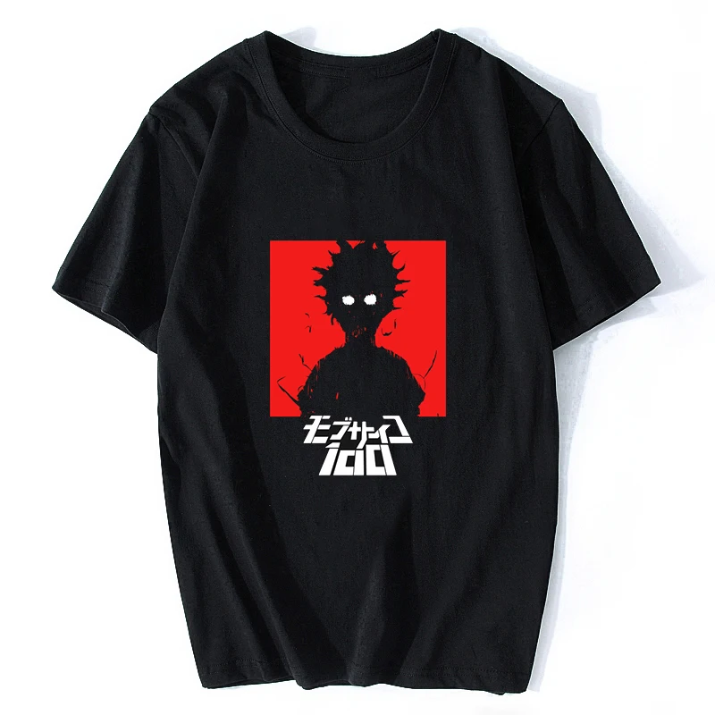 Mob Psycho 100 черная забавная Футболка Мужская Уличная Harajuku хлопковая Повседневная